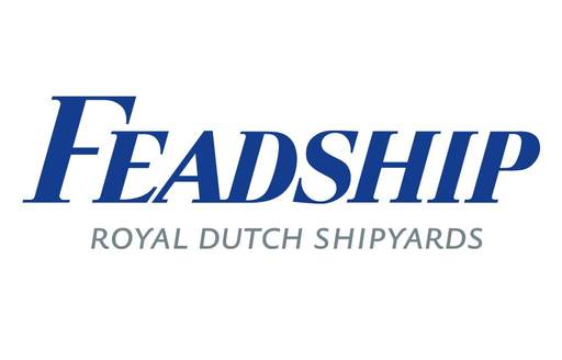 The navy blue Feadship font