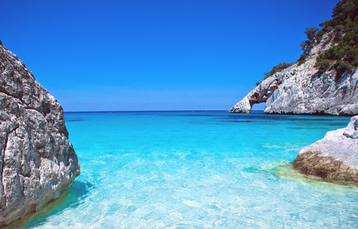Caribbean-blue waters in Sardinia, Italy