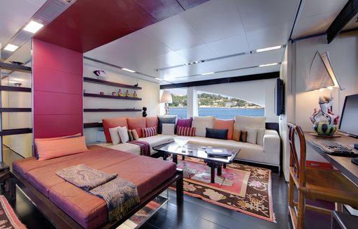 Master suite with asian styling on board luxury yacht Sai Ram