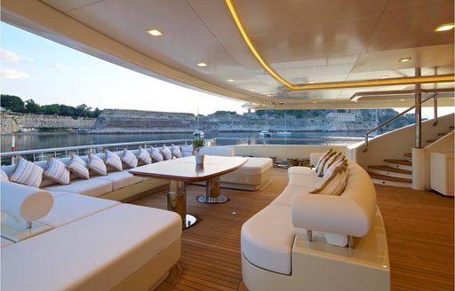 Superyacht 'O'Pari 3''s sheltered deck seating area aft