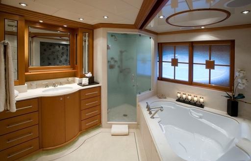 Bathroom on EROS yacht featured in trailer video