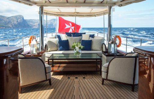 sumptuous alfresco lounge on board charter yacht SATORI