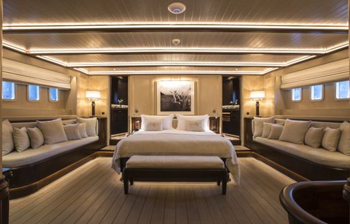 Master suite of luxury charter yacht SATORI