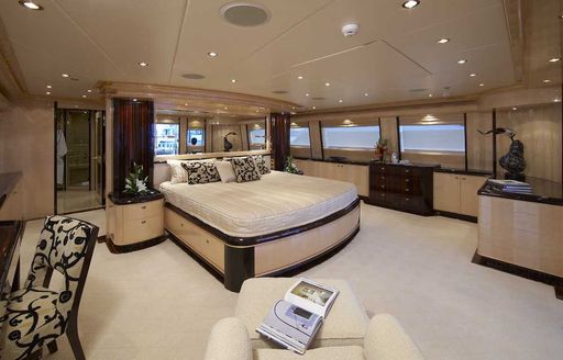 full-beam master suite aboard luxury yacht Lady Leila 