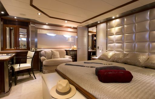 sophisticated master suite on board motor yacht ASCARI 