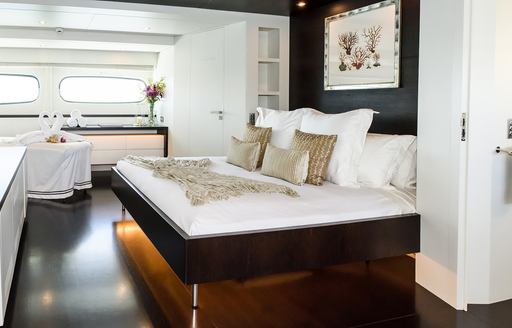 master suite on board luxury yacht Infinity Pacific