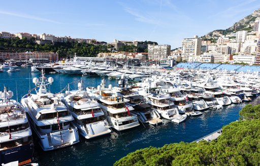 Yachts lined up at the Monaco Grand Prix