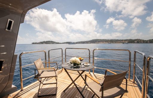 Master balcony onboard charter yacht ARBEMA
