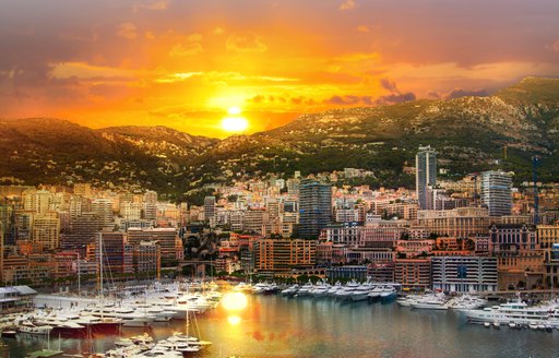 Monaco sun set over marina