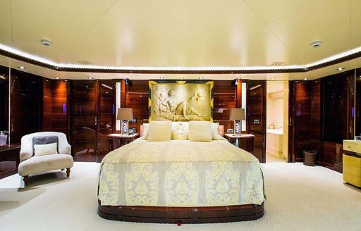 sophisticated master suite of luxury yacht VICTORY