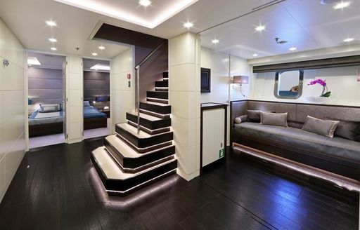 hallway on lower deck of luxury yacht ‘Rima II’ 