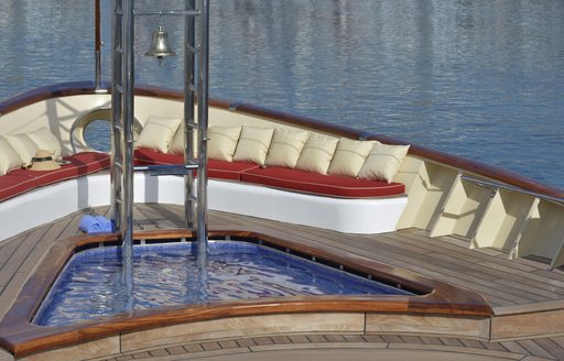 classic yacht 'La Sultana''s swimming pool foredeck
