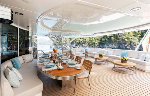 expansive social area and deck space onboard luxury superyacht