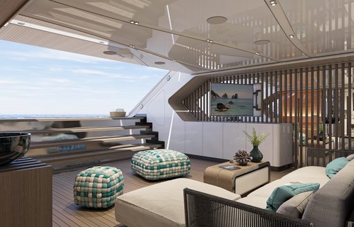 Interior environment of the beach club onboard charter yacht ETERNAL SPARK