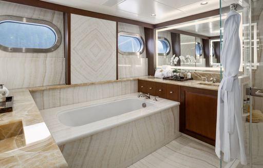 mother of pearl bathroom in the master suite of luxury yacht Endless Summer