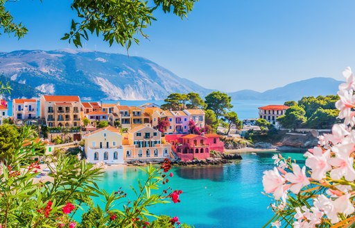 luxury bay blue waters in Greece
