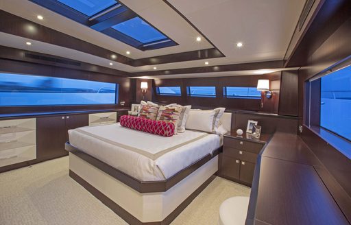 luxurious master suite with skylights on board luxury yacht ‘Lady Carmen’