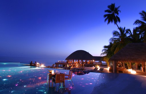 outdoor pool at Huvafen Fushi in the Maldives