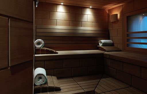 Sauna on megayacht TRANQUILITY 