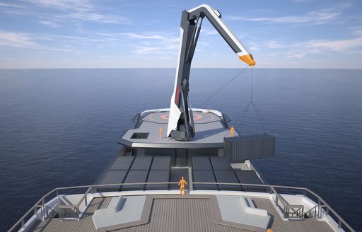 crane on research yacht rev ocean