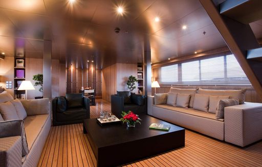 sofas and armchairs form lounge on board motor yacht MARIU 