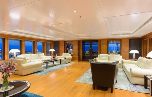 fresh, airy and open salon on board charter yacht BOADICEA 
