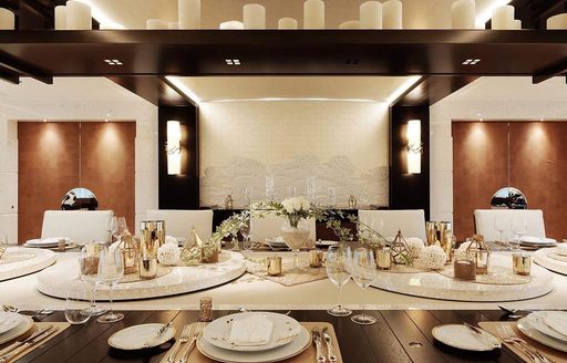 Luxury yacht dining table