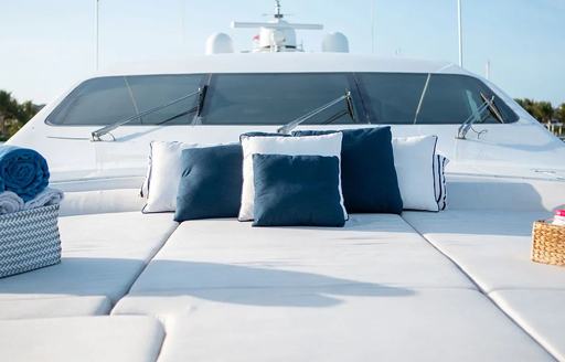 sunpad set up on board luxury yacht free spirit with cushions