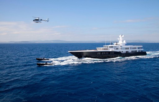 Superyacht AIR in the Bahamas with her tenders