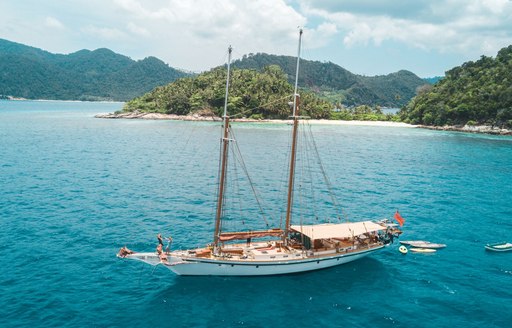 luxury yacht dillinghoo on the water in thailand