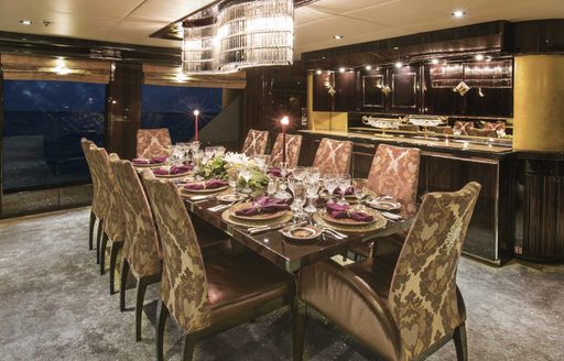 Superyacht 'Lady Bee''s newly refitted dining area