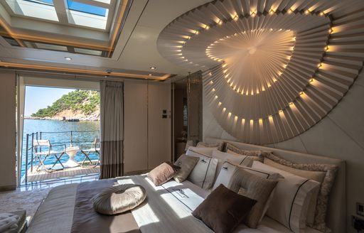 bedroom interior onboard luxury superyacht