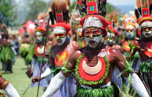 colorful portrait of an aboriginal at Goroka Tribal Festival. Papua New Guinea