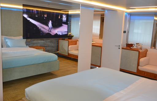 New mirrors and blue colour scheme in BARENTS SEA's master stateroom