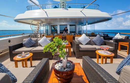 Alfresco lounge area onboard charter yacht NITA K II