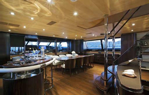 Main dining onboard Perini Navi sailing yacht Parsifal III