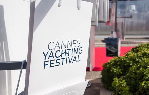 Close up view of a Cannes Yachting Festival shopping bag