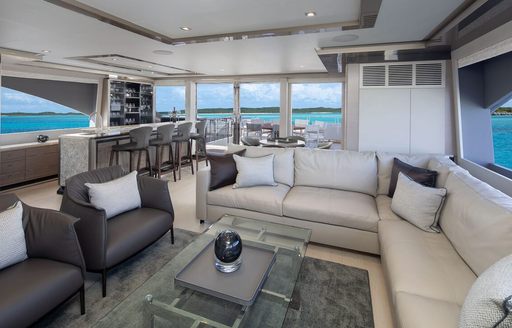 Main salon onboard charter yacht ENTREPRENEUR