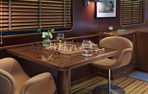 chess and whiskey aboard motor yacht ‘Heavenly Daze’ 