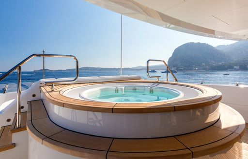 Deck Jacuzzi on the exterior deck onboard charter yacht W