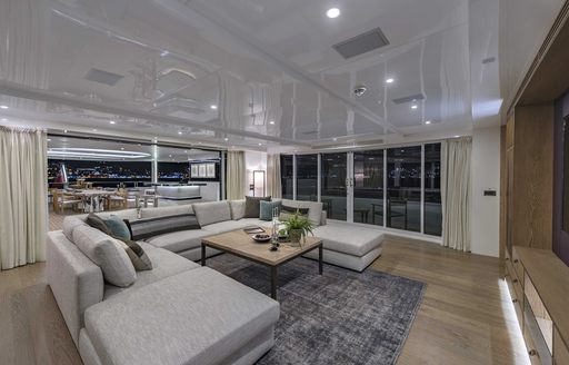 Skylounge salon space on luxury yacht Liquid Sky