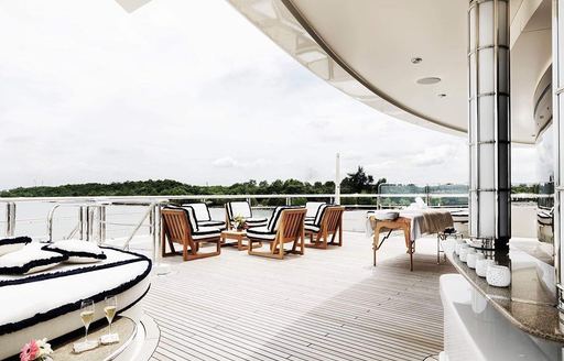 Alfresco decks of superyacht TRANQUILITY