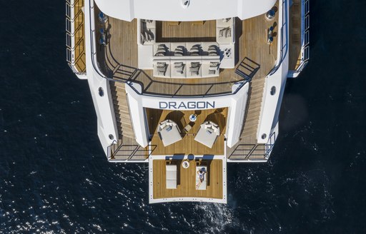 Beach club and swim platform on luxury yacht DRAGON
