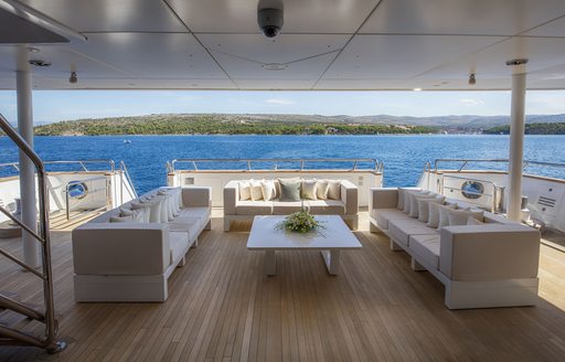 Dining and seating space on luxury yacht KATINA