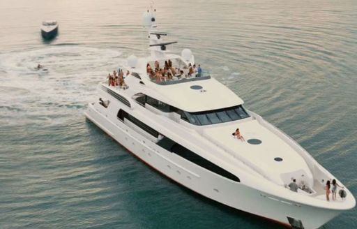 Lots of people partying onboard luxury charter yacht USHER used in film Entourage
