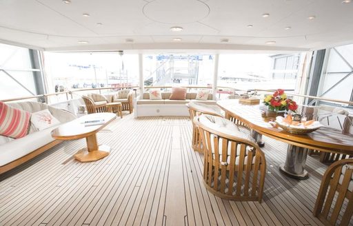 Alfresco dining on board superyacht CONSTANCE