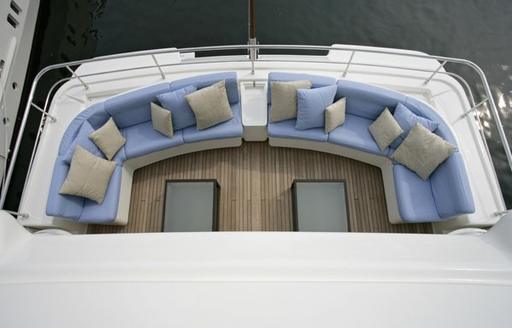 The seating which fringes the sundeck of M/Y SIMA
