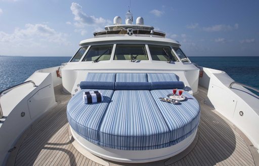 Superyacht 'Lady Bee''s newly refitted sun pads on her sundeck
