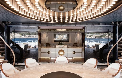 luxe alfresco dining area on board motor yacht JUBILEE 