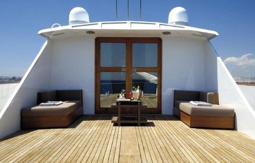 The sundeck of luxury yacht XIPHIAS